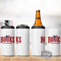 Patriotic Book Lover Gift 4 in 1 Can Cooler Tumbler Books Are My Love Language