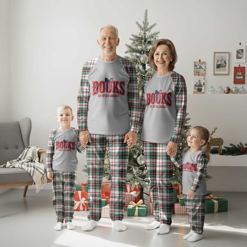Patriotic Book Lover Gift Plaid Pajama Set Books Are My Love Language
