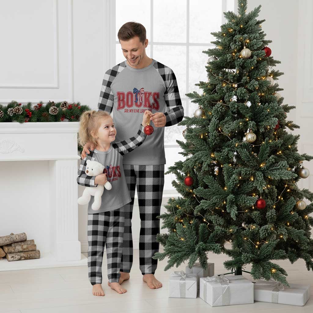 Patriotic Book Lover Gift Plaid Pajama Set Books Are My Love Language