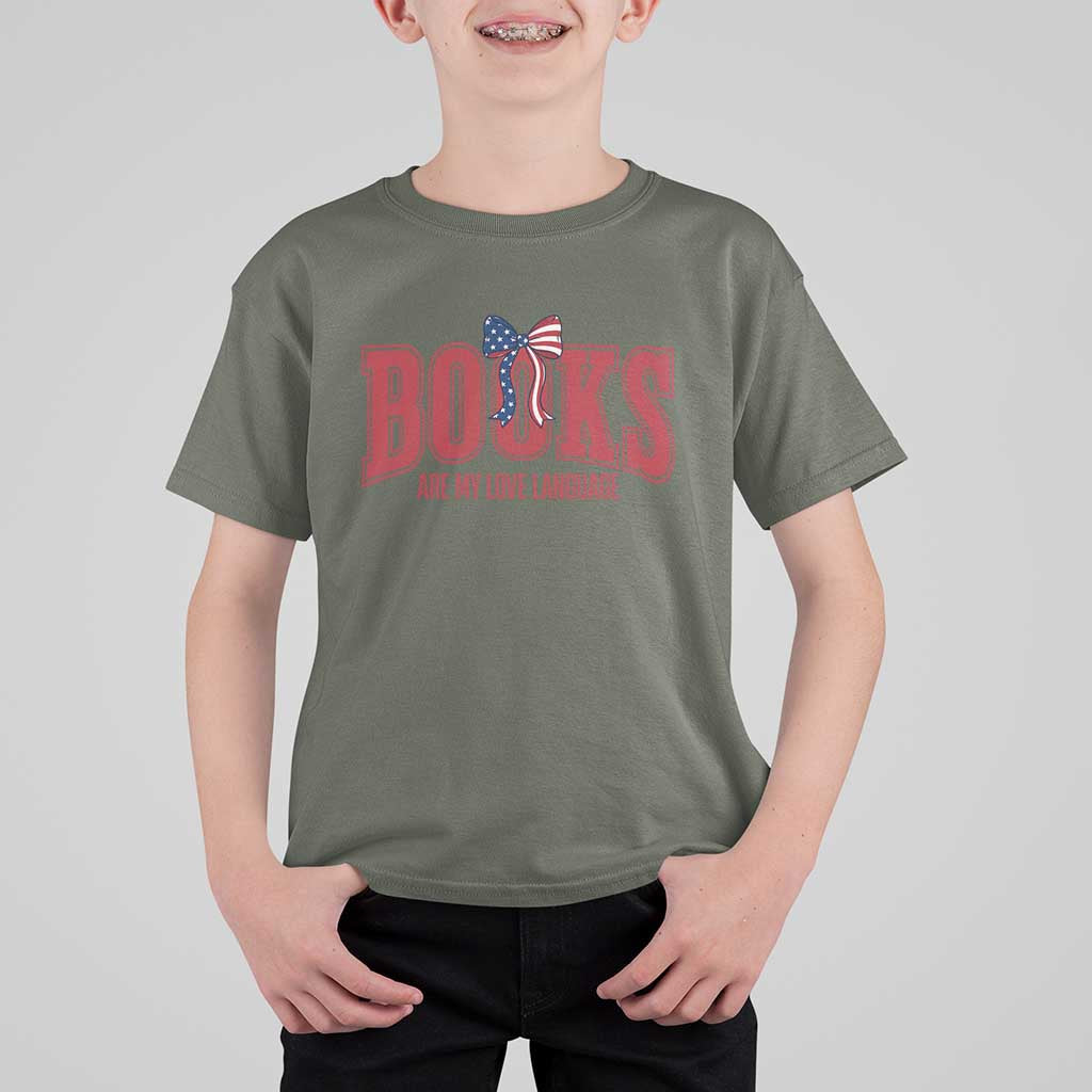 Patriotic Book Lover Gift T Shirt For Kid Books Are My Love Language