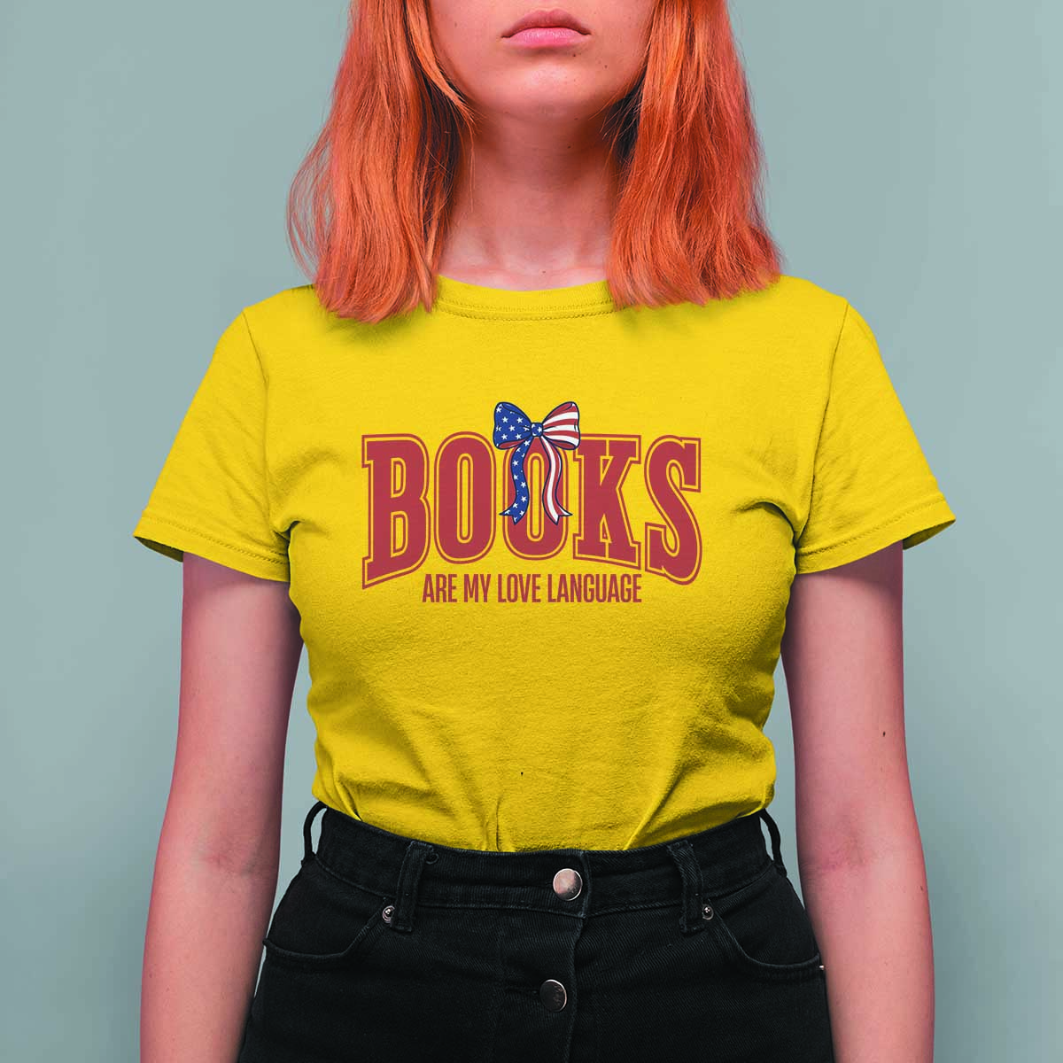 Patriotic Book Lover Gift T Shirt For Women Books Are My Love Language