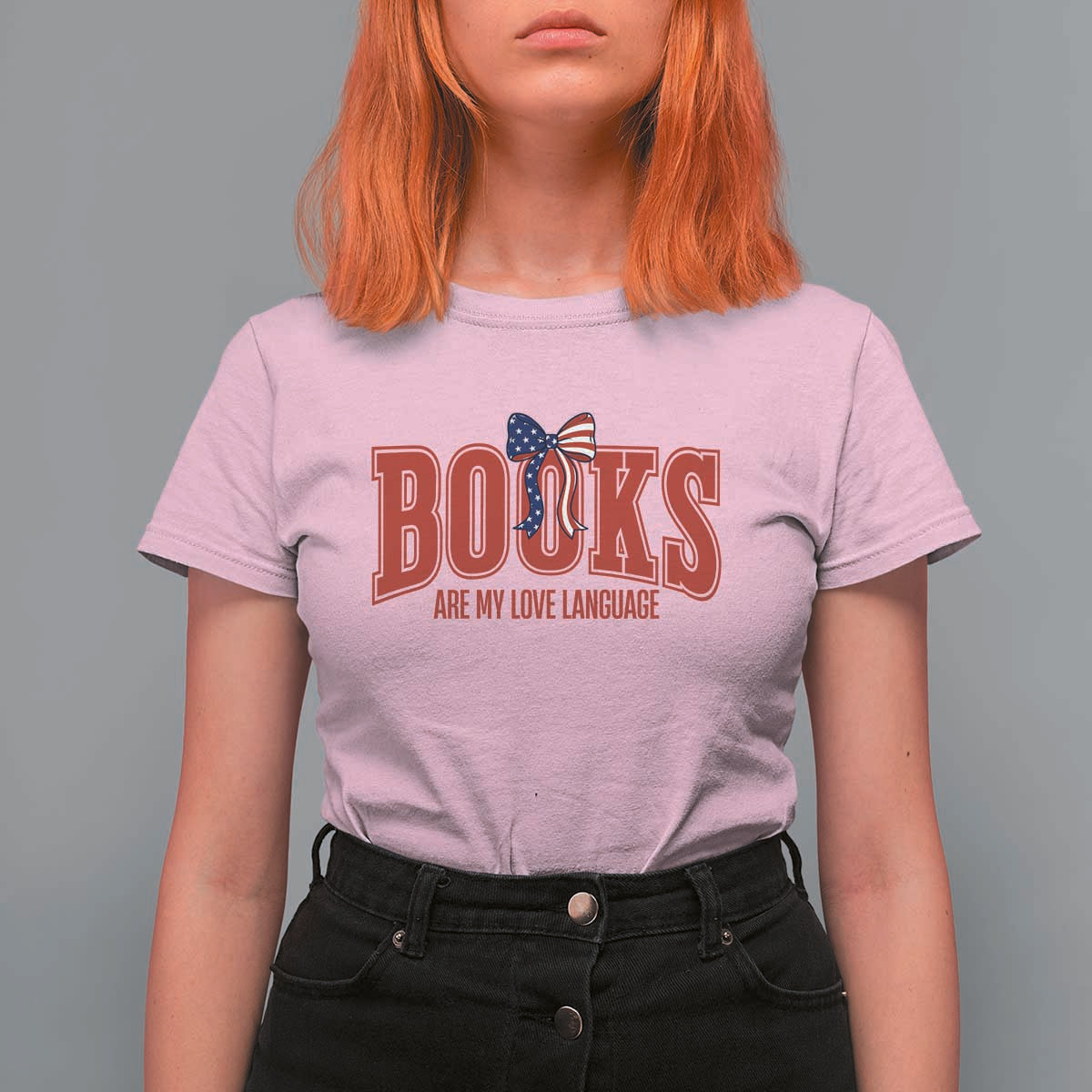 Patriotic Book Lover Gift T Shirt For Women Books Are My Love Language