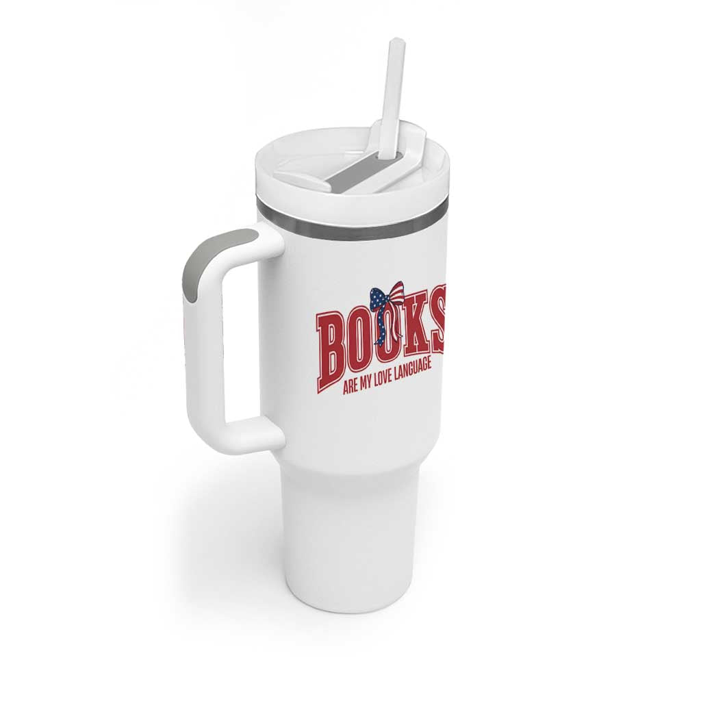 Patriotic Book Lover Gift Tumbler With Handle Books Are My Love Language