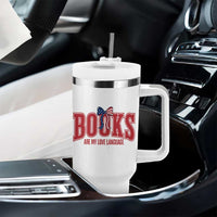 Patriotic Book Lover Gift Tumbler With Handle Books Are My Love Language