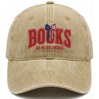 Patriotic Book Lover Gift Washed Cotton Baseball Cap Books Are My Love Language