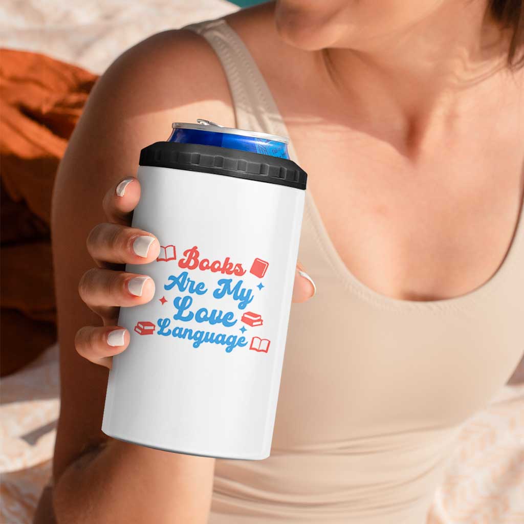 Books Are My Love Language 4 in 1 Can Cooler Tumbler Bookish Patriot Gift