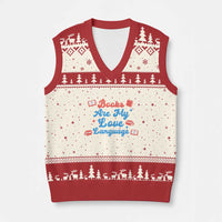 Books Are My Love Language V-Neck Knit Sweater Vest Bookish Patriot Gift