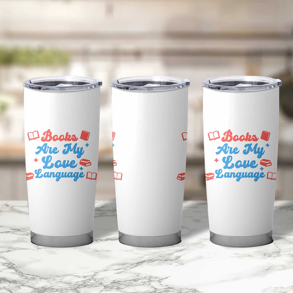 Books Are My Love Language Tumbler Cup Bookish Patriot Gift