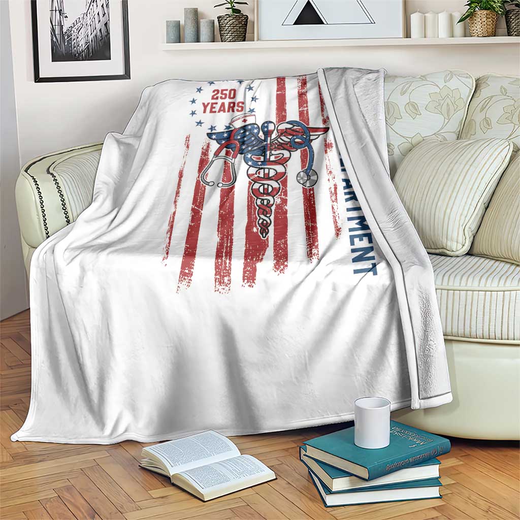 Patriotic ED Nurse Gift Throw Blanket 250 Years Of Emergency Department