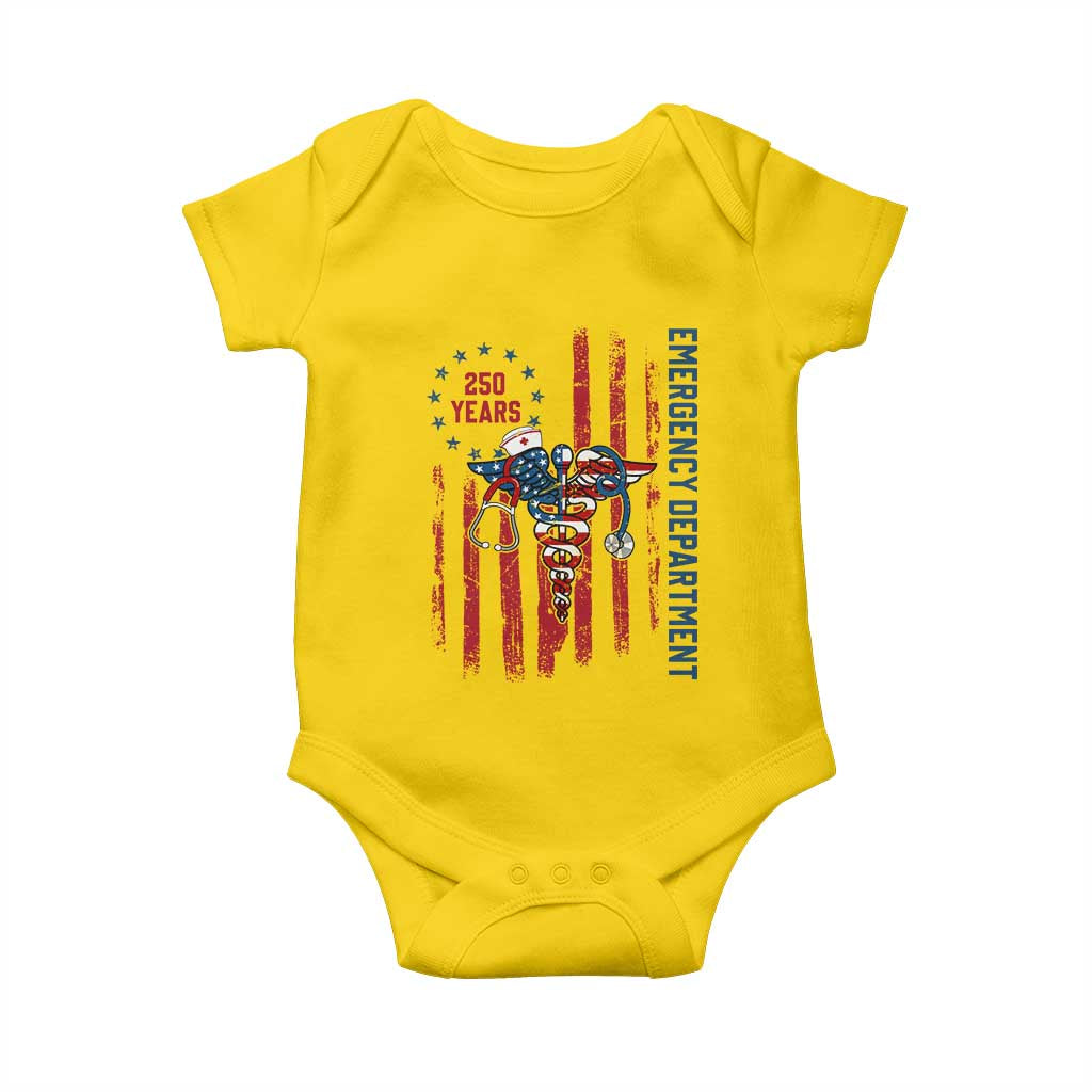 Patriotic ED Nurse Gift Baby Onesie 250 Years Of Emergency Department