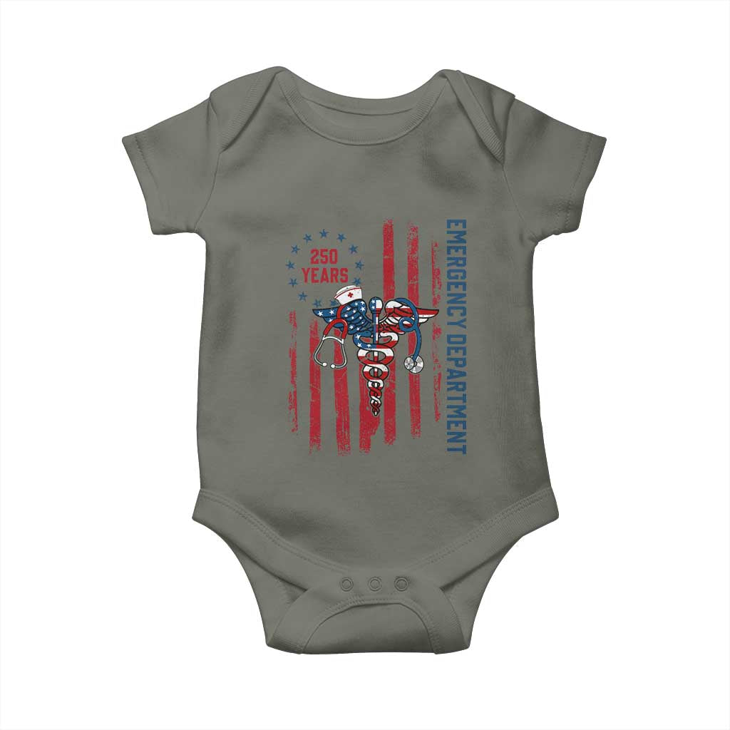 Patriotic ED Nurse Gift Baby Onesie 250 Years Of Emergency Department