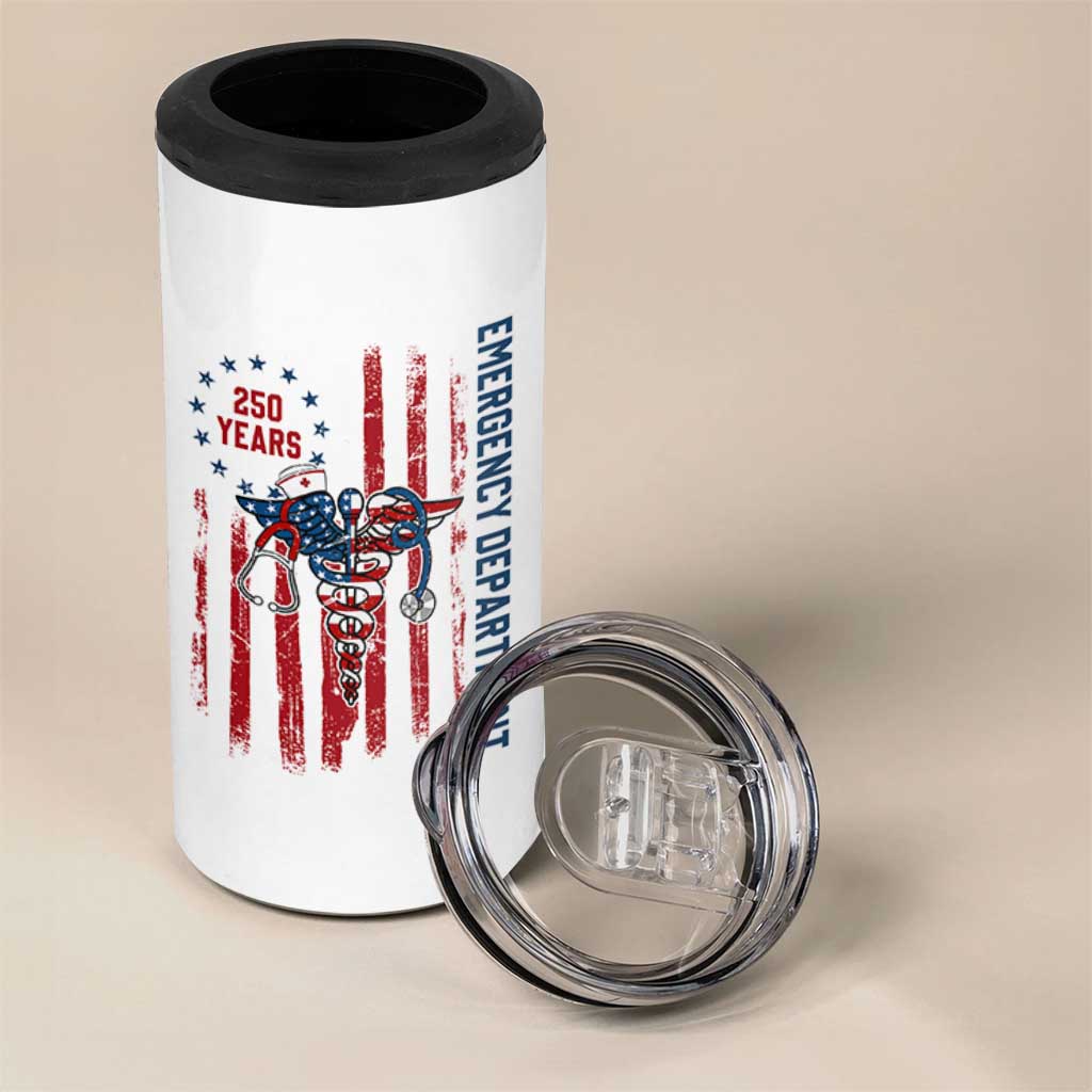 Patriotic ED Nurse Gift 4 in 1 Can Cooler Tumbler 250 Years Of Emergency Department