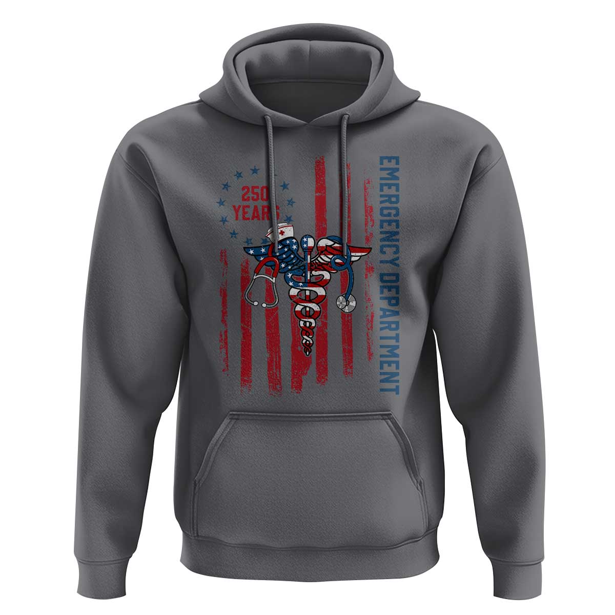 Patriotic ED Nurse Gift Hoodie 250 Years Of Emergency Department