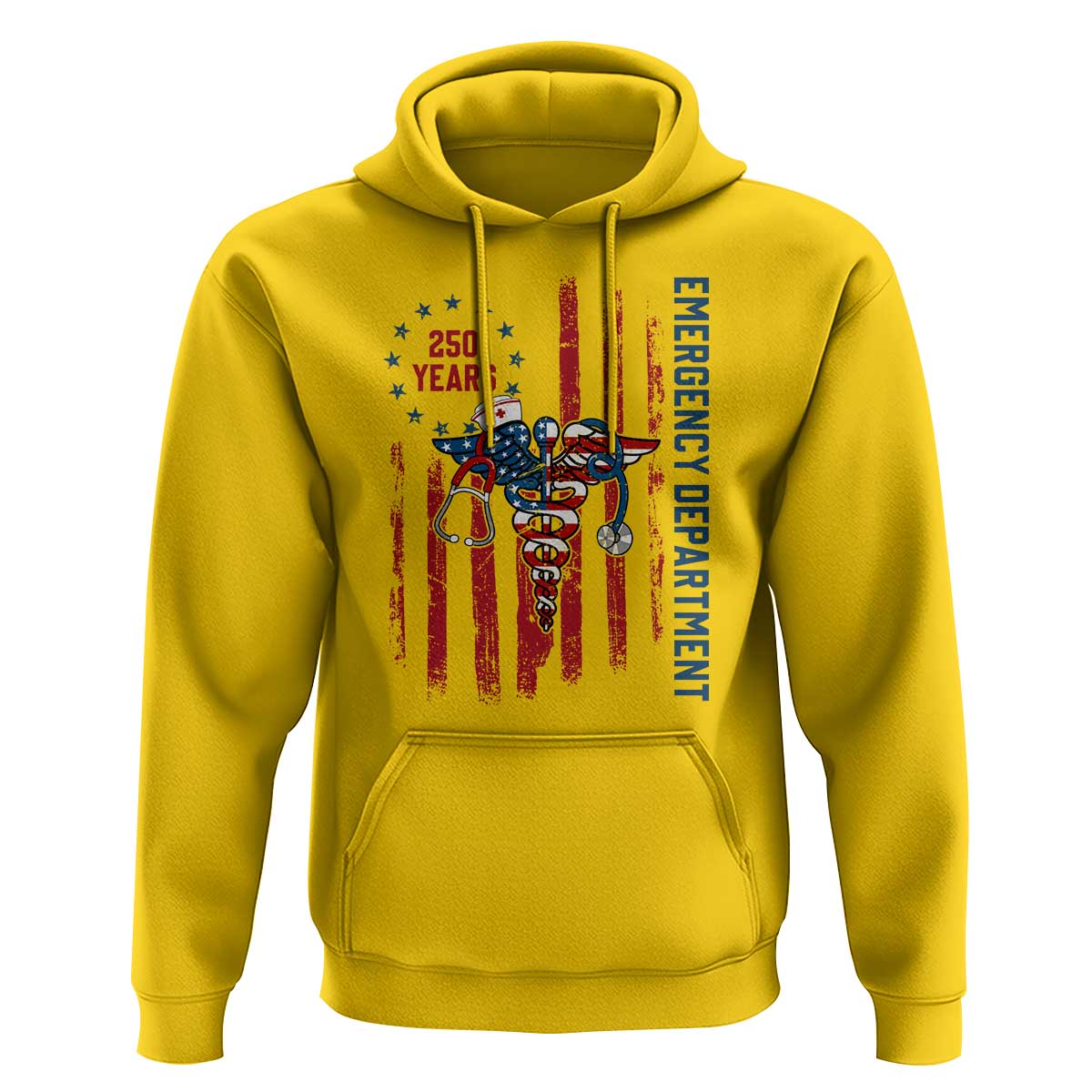 Patriotic ED Nurse Gift Hoodie 250 Years Of Emergency Department