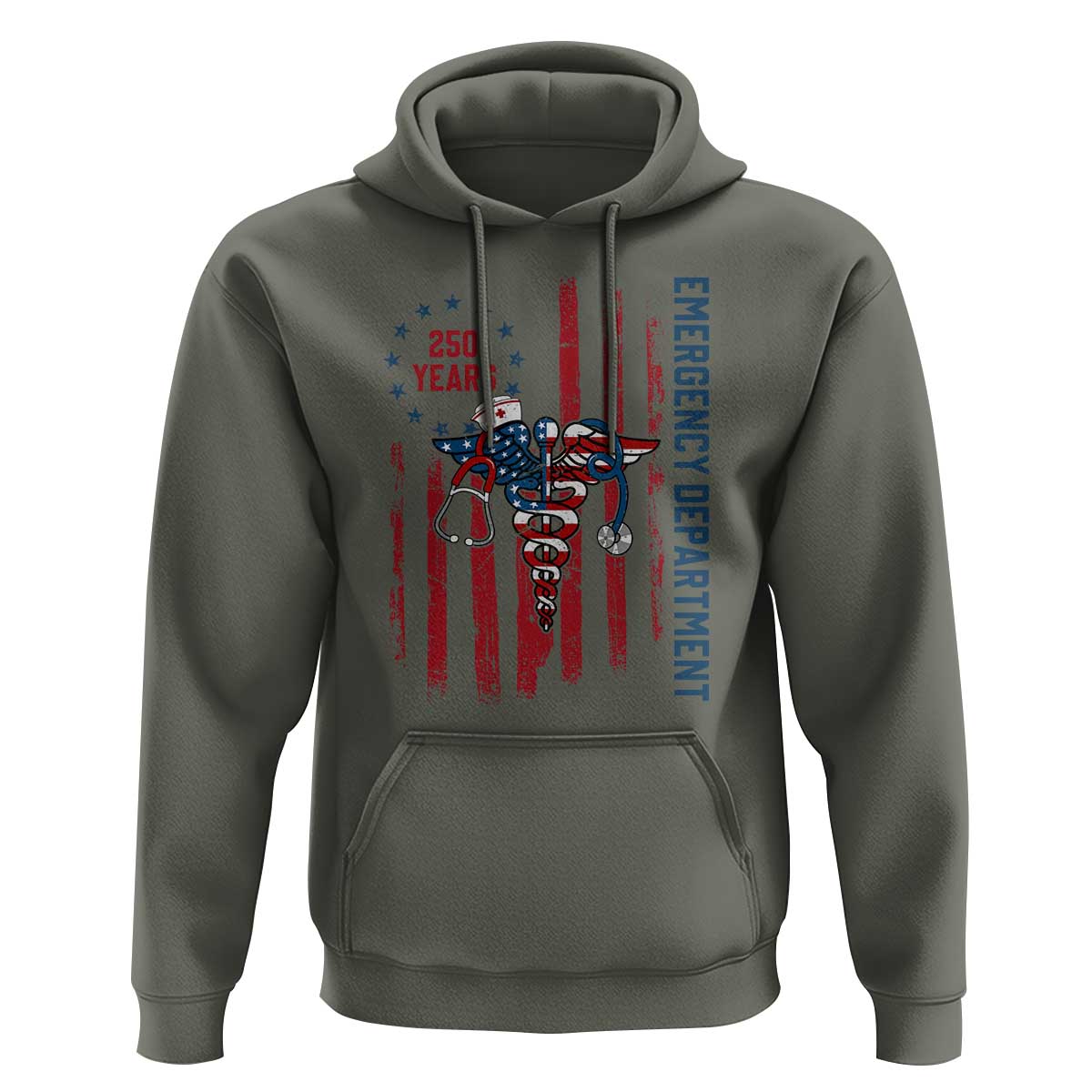 Patriotic ED Nurse Gift Hoodie 250 Years Of Emergency Department