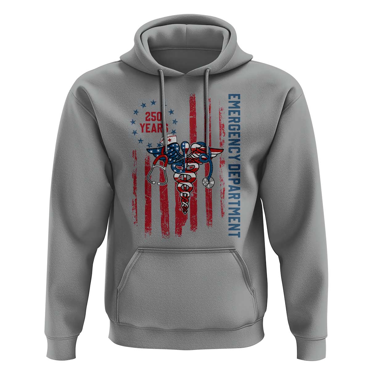 Patriotic ED Nurse Gift Hoodie 250 Years Of Emergency Department