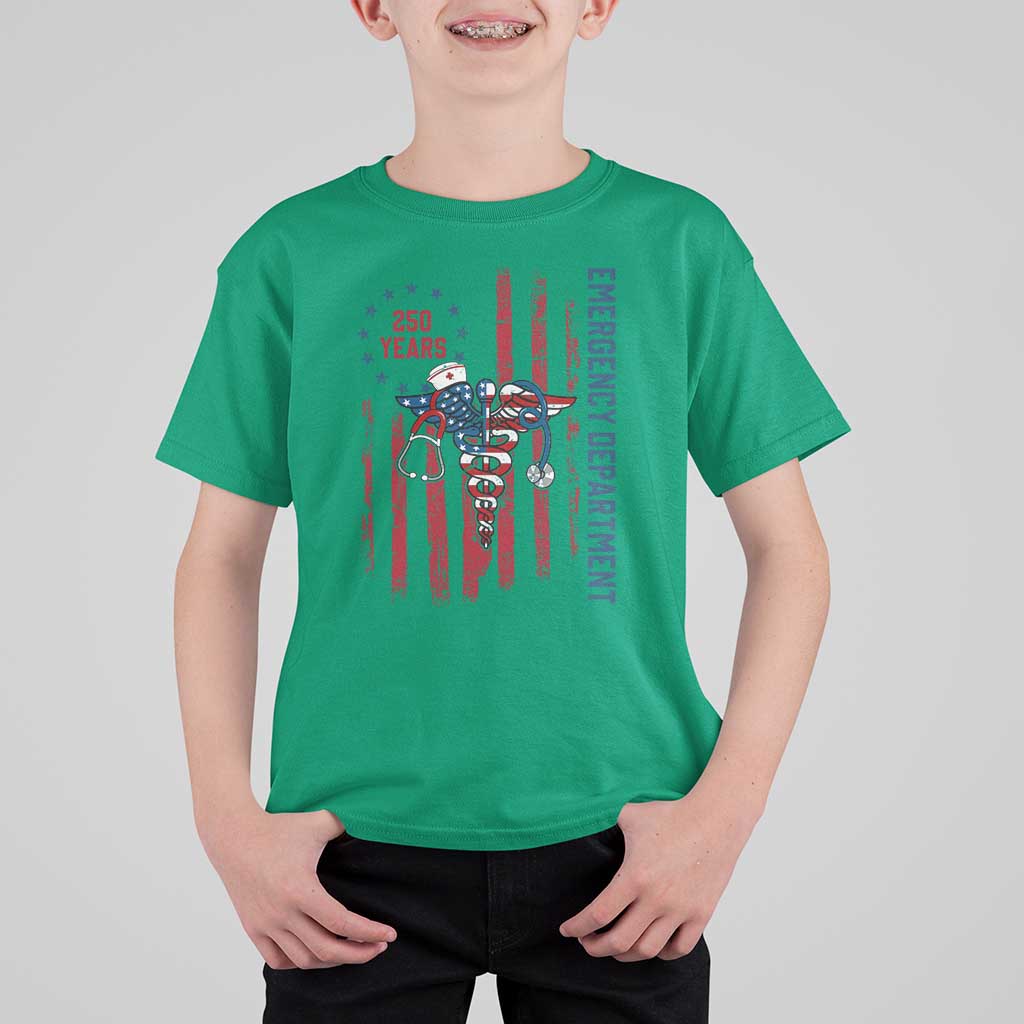 Patriotic ED Nurse Gift T Shirt For Kid 250 Years Of Emergency Department