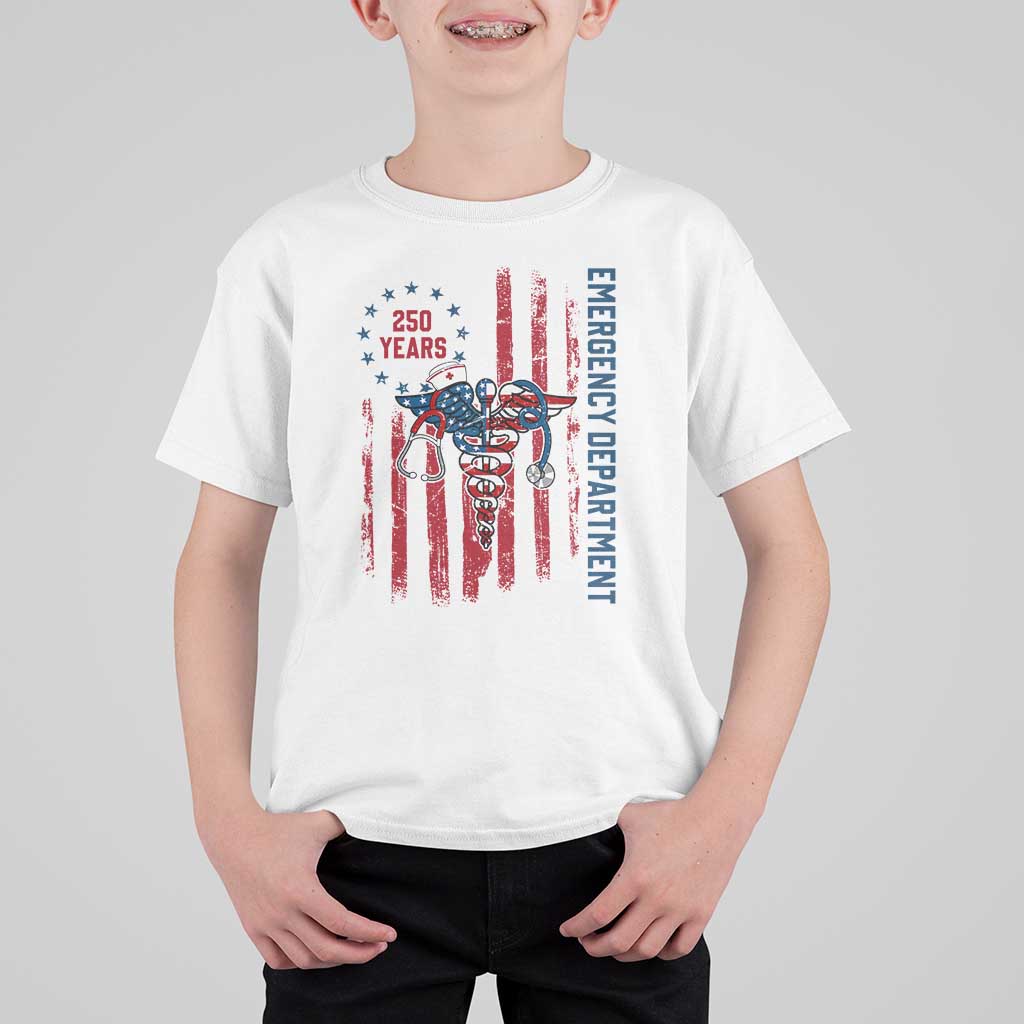 Patriotic ED Nurse Gift T Shirt For Kid 250 Years Of Emergency Department