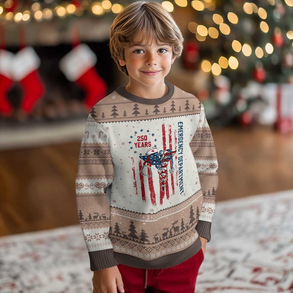 Patriotic ED Nurse Gift Ugly Christmas Sweater 250 Years Of Emergency Department