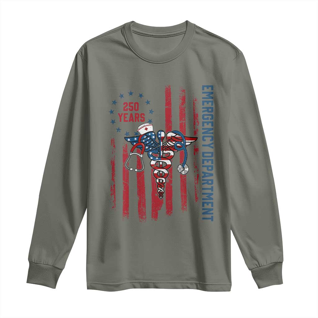 Patriotic ED Nurse Gift Long Sleeve Shirt 250 Years Of Emergency Department