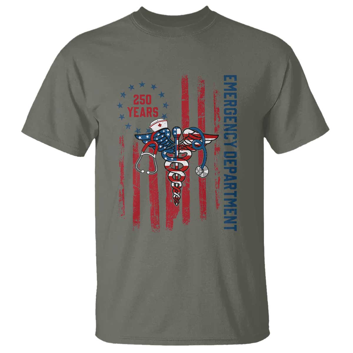 Patriotic ED Nurse Gift T Shirt 250 Years Of Emergency Department