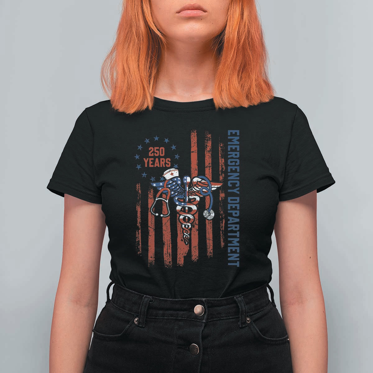 Patriotic ED Nurse Gift T Shirt For Women 250 Years Of Emergency Department