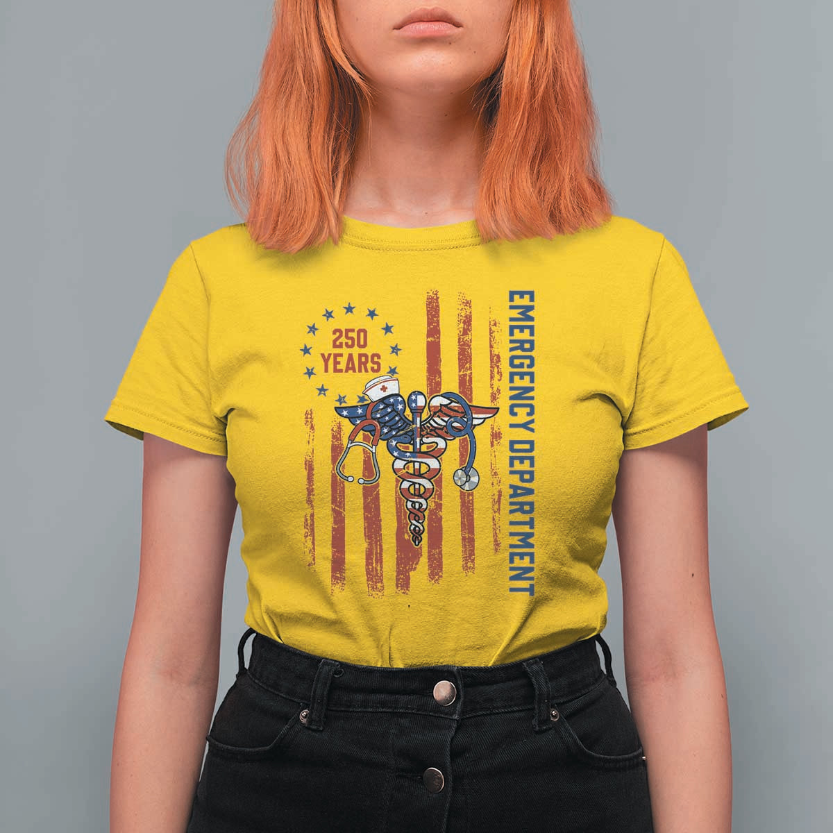 Patriotic ED Nurse Gift T Shirt For Women 250 Years Of Emergency Department