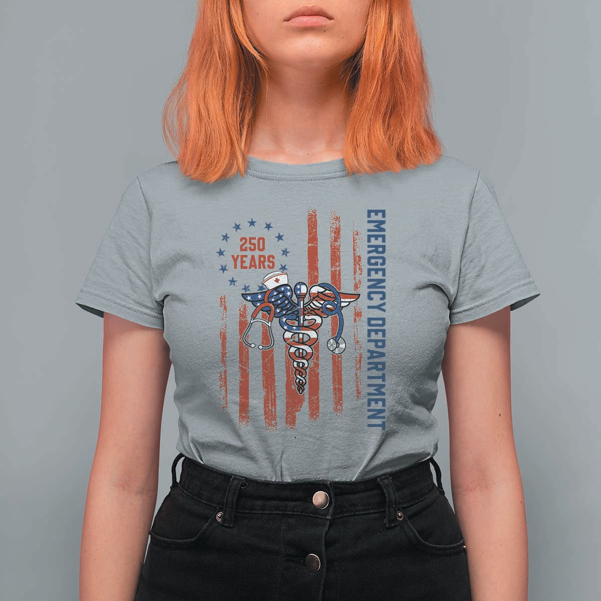 Patriotic ED Nurse Gift T Shirt For Women 250 Years Of Emergency Department