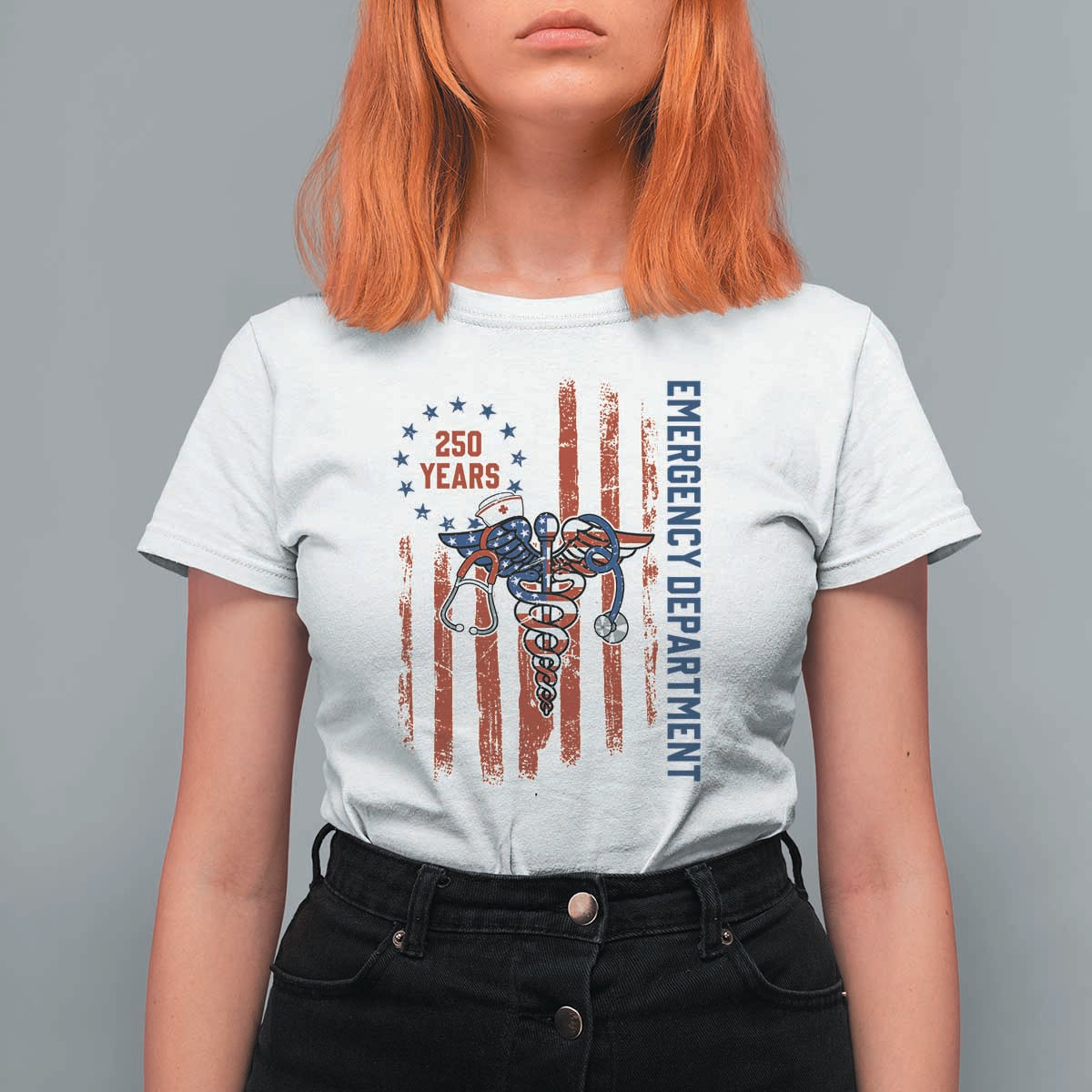Patriotic ED Nurse Gift T Shirt For Women 250 Years Of Emergency Department