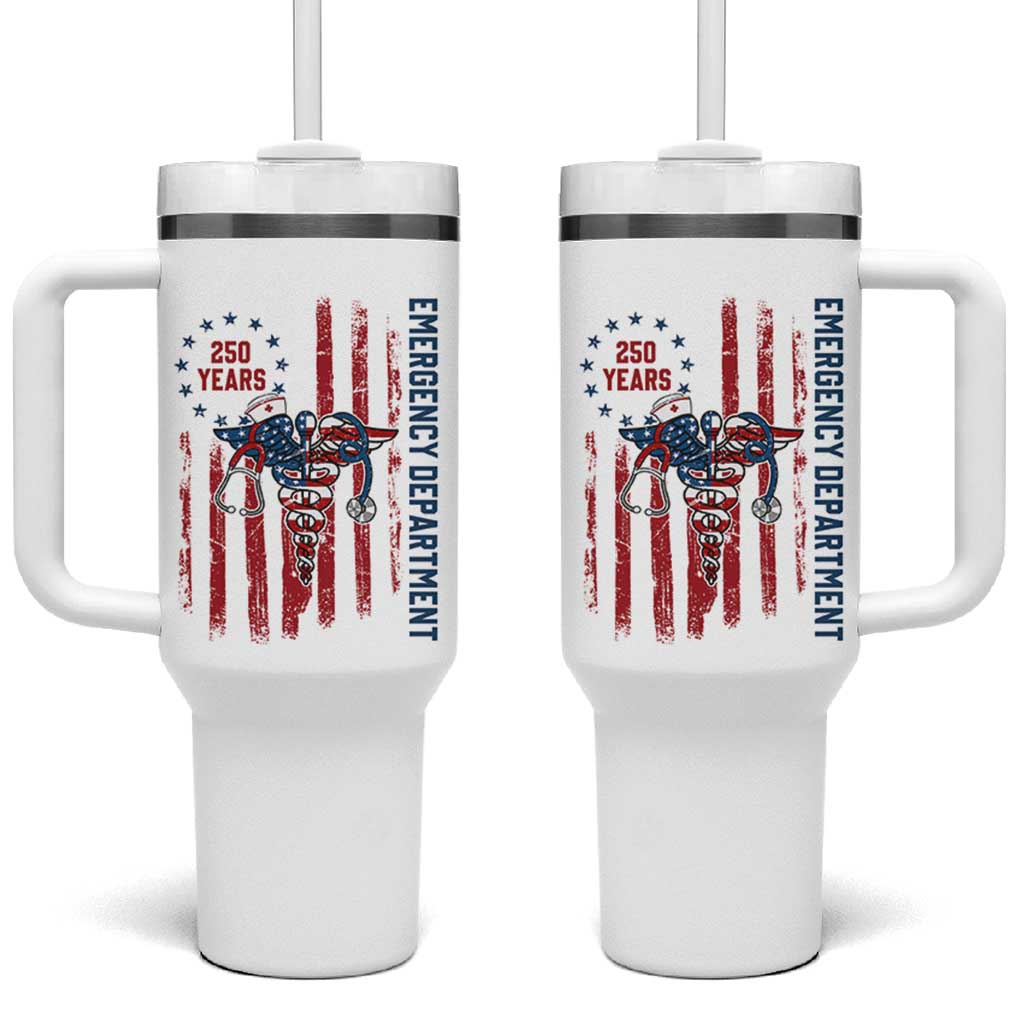 Patriotic ED Nurse Gift Tumbler With Handle 250 Years Of Emergency Department