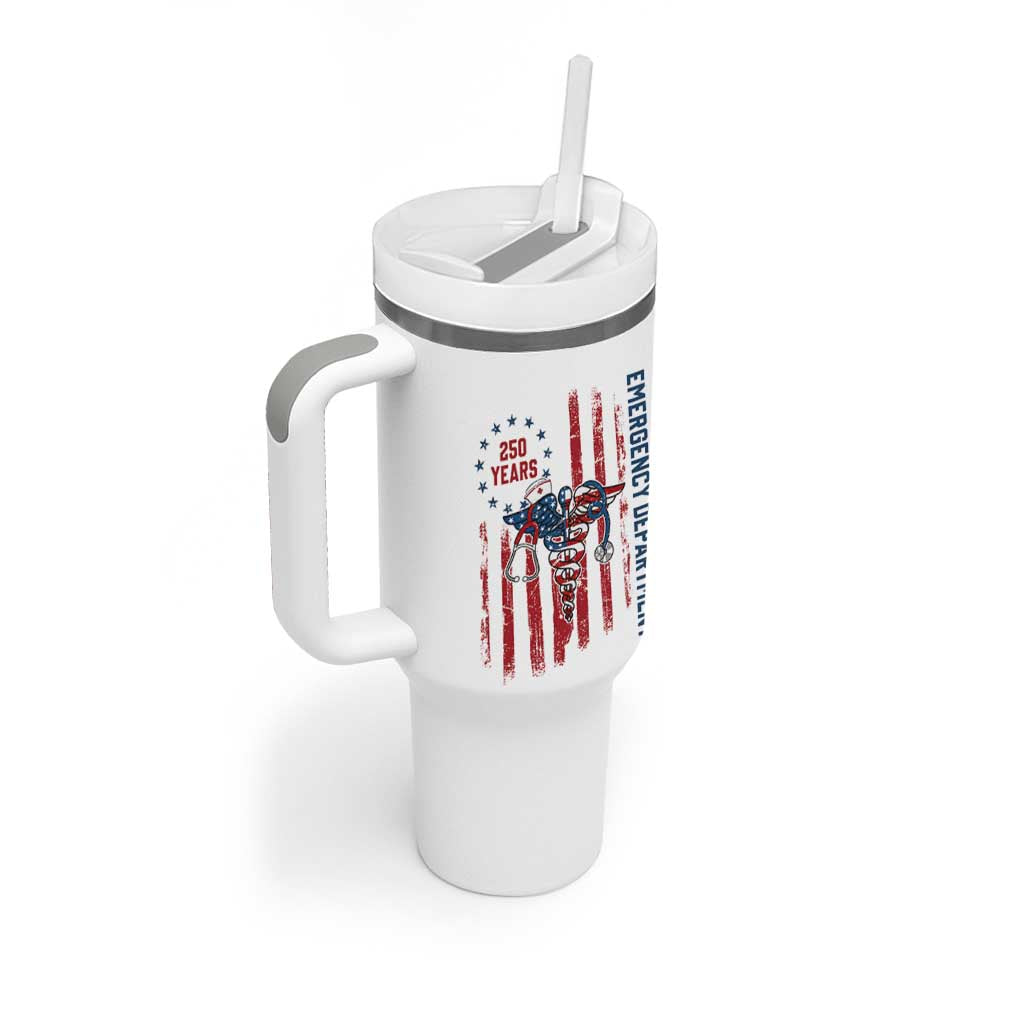 Patriotic ED Nurse Gift Tumbler With Handle 250 Years Of Emergency Department