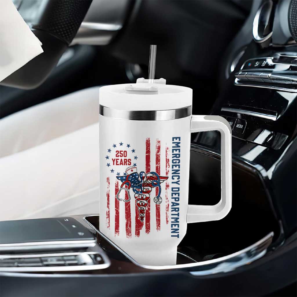 Patriotic ED Nurse Gift Tumbler With Handle 250 Years Of Emergency Department
