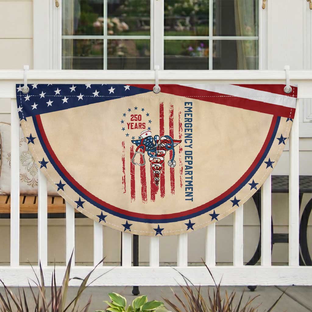 ED Nurse Gift Patriotic Fan Flag 250 Years Of Emergency Department