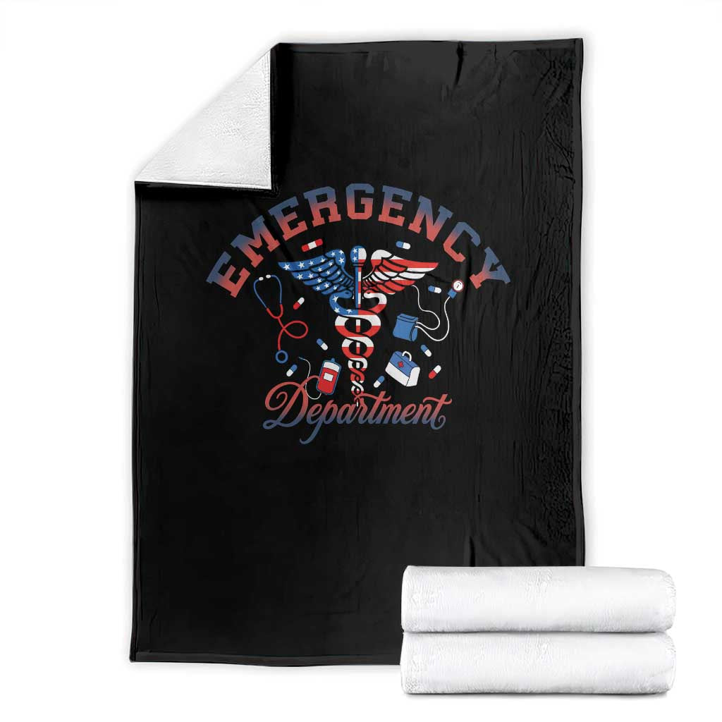 Patriotic Emergency Department Throw Blanket USA 250th Anniversary Medical Gift