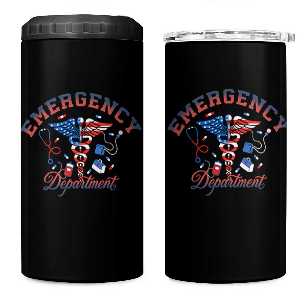Patriotic Emergency Department 4 in 1 Can Cooler Tumbler USA 250th Anniversary Medical Gift