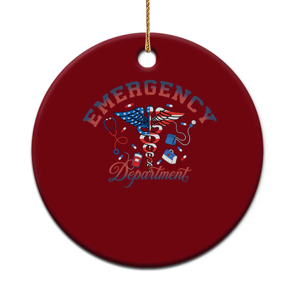 Patriotic Emergency Department Ceramic Ornament USA 250th Anniversary Medical Gift