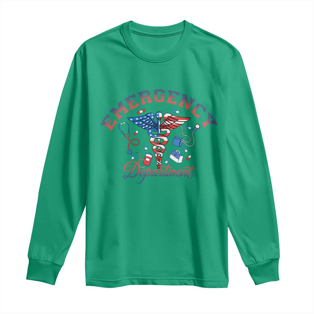 Patriotic Emergency Department Long Sleeve Shirt USA 250th Anniversary Medical Gift