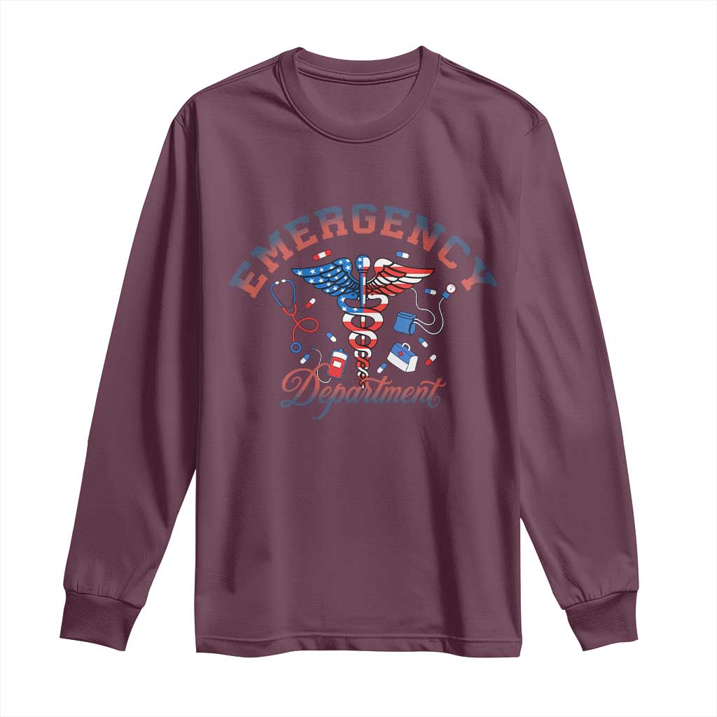 Patriotic Emergency Department Long Sleeve Shirt USA 250th Anniversary Medical Gift