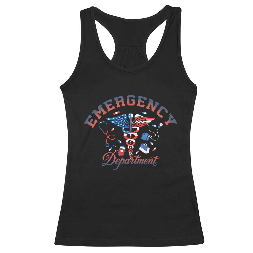 Patriotic Emergency Department Racerback Tank Top USA 250th Anniversary Medical Gift