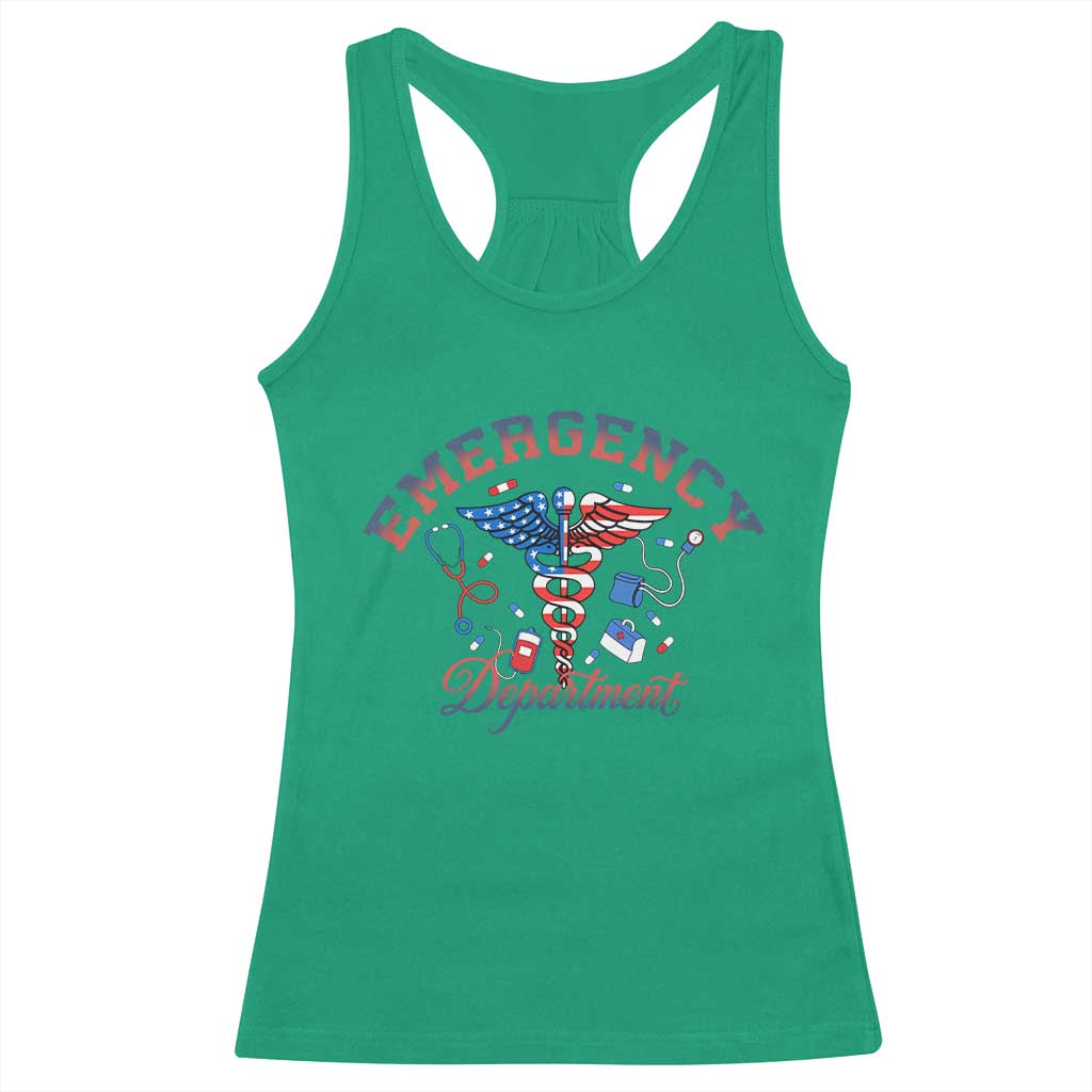 Patriotic Emergency Department Racerback Tank Top USA 250th Anniversary Medical Gift