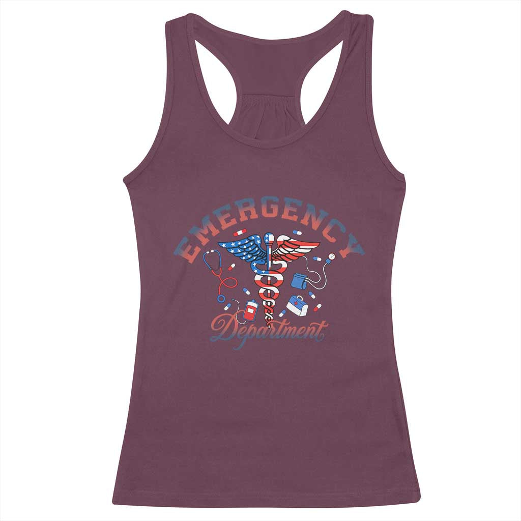 Patriotic Emergency Department Racerback Tank Top USA 250th Anniversary Medical Gift