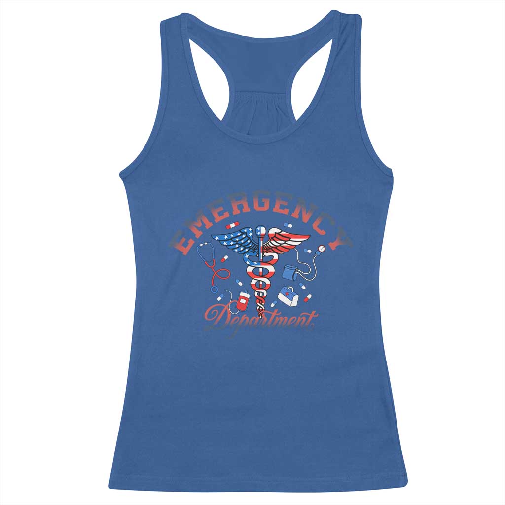 Patriotic Emergency Department Racerback Tank Top USA 250th Anniversary Medical Gift