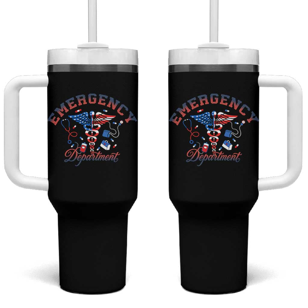Patriotic Emergency Department Tumbler With Handle USA 250th Anniversary Medical Gift