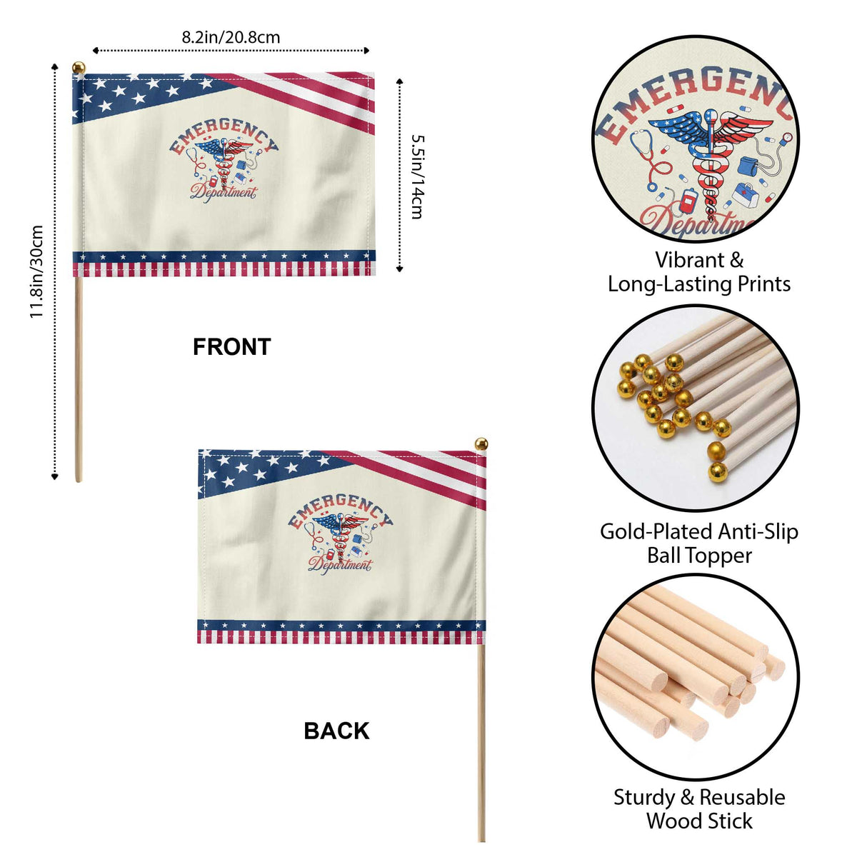 Emergency Department Patriotic Handheld Flag USA 250th Anniversary Medical Gift TS12