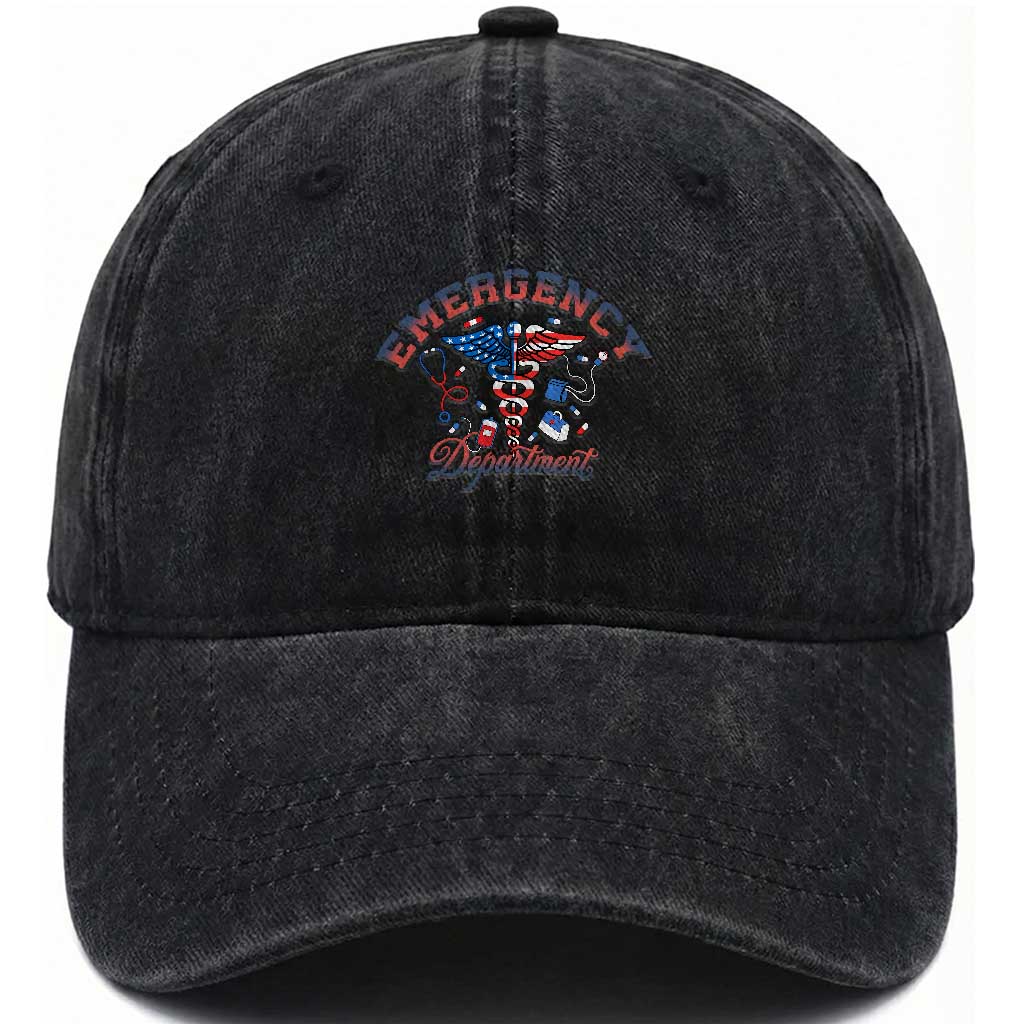 Patriotic Emergency Department Washed Cotton Baseball Cap USA 250th Anniversary Medical Gift