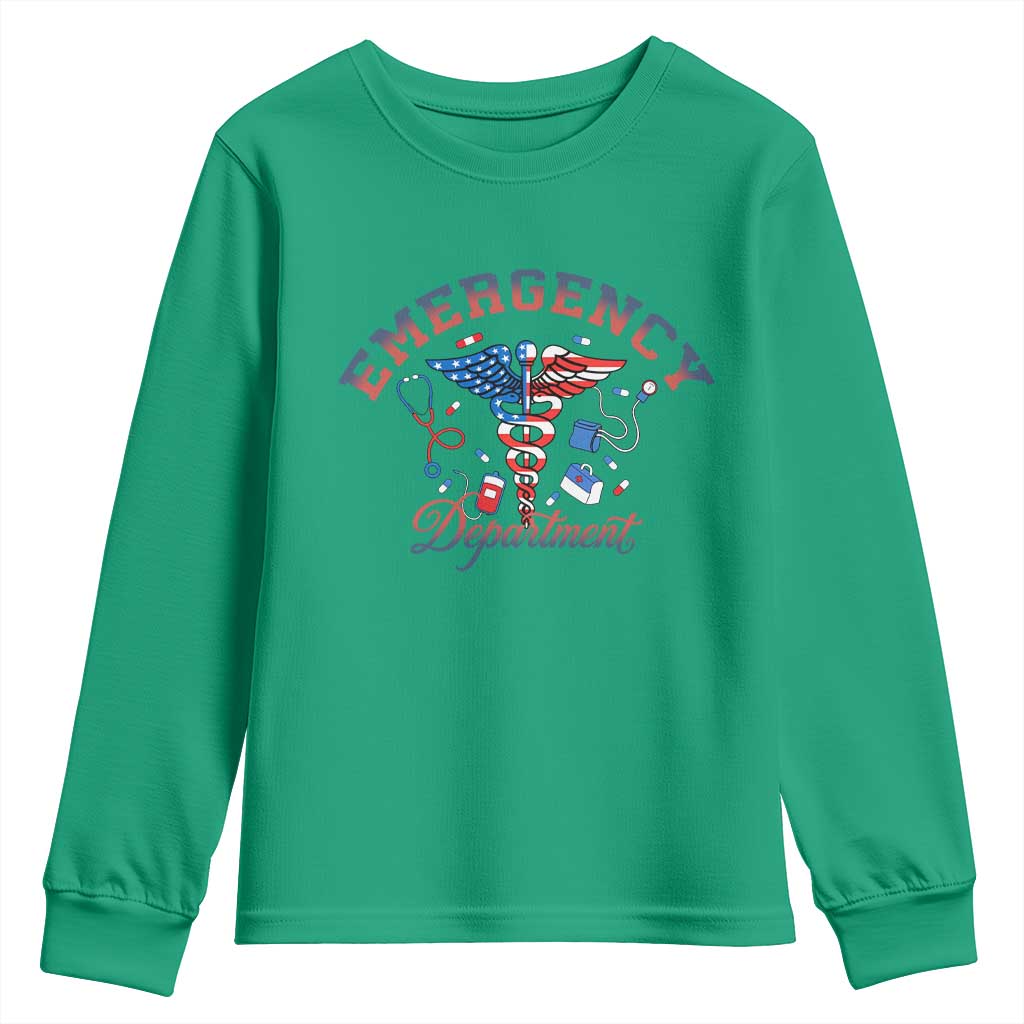 Patriotic Emergency Department Youth Sweatshirt USA 250th Anniversary Medical Gift