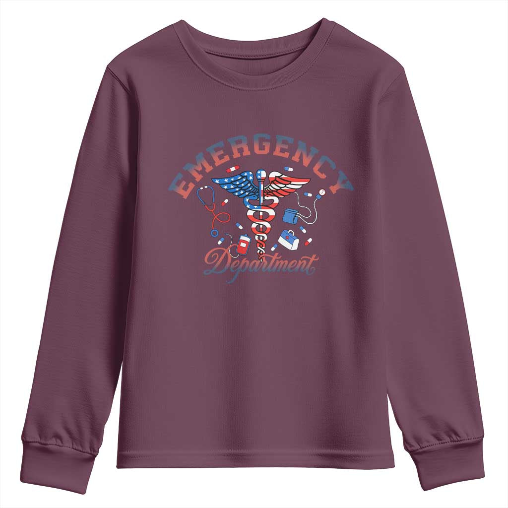 Patriotic Emergency Department Youth Sweatshirt USA 250th Anniversary Medical Gift