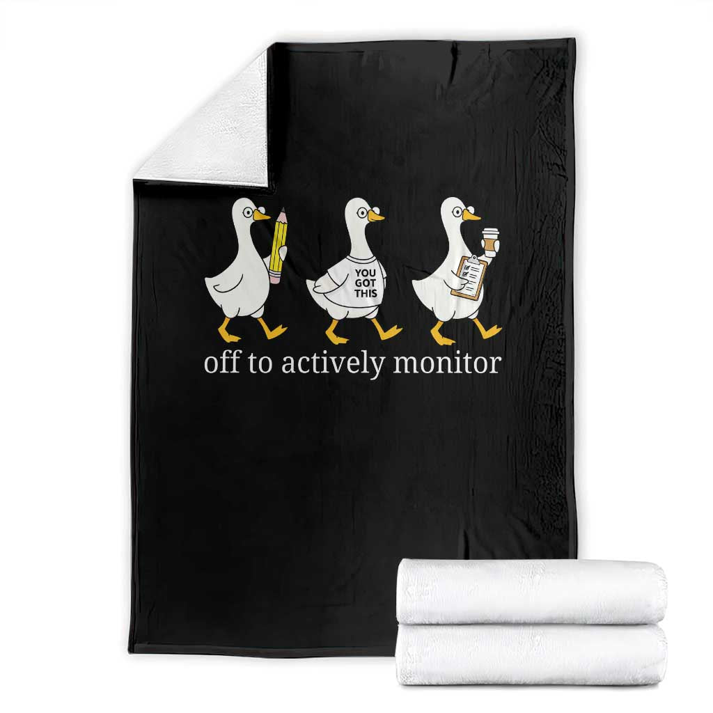 Funny Goose Teacher Testing Day Throw Blanket Off to Actively Monitor