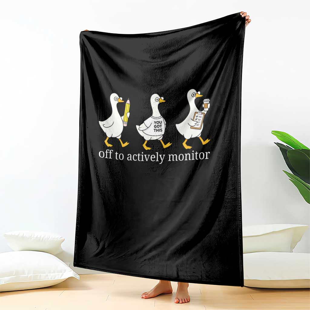 Funny Goose Teacher Testing Day Throw Blanket Off to Actively Monitor