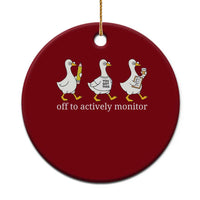 Funny Goose Teacher Testing Day Ceramic Ornament Off to Actively Monitor